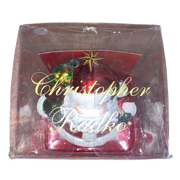*RARE* Vintage Christopher Radko Santa Candy Christmas Glass Holiday Ornament - Picture 6 of 7